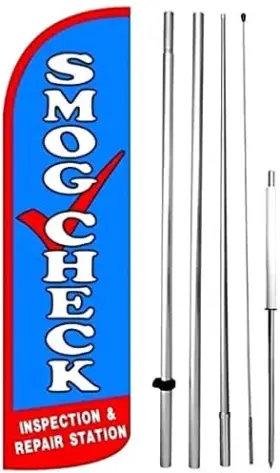 4less 709257254234 Smog Check Inspection Repair Windless Feather Swooper Flag 15ft 15 Ft Blue