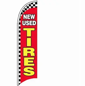 4less 722134372937 New Used Tires Windless Swooper Flag Feather Banner Sign 2.5x11.5 Ft Tall