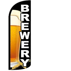 4lessco 726228090141 Brewery - Windless Swooper Flag Feather Banner Sign 138 X 36 Inches Black
