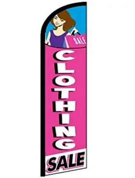 4lessco 726228094811 Clothing Sale - Windless Swooper Flag Feather Banner Sign 2.5x11.5 Ft Tall