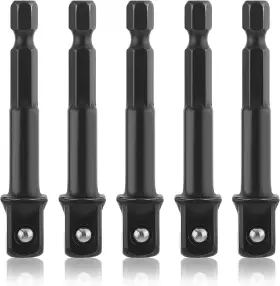 Abeillo 445054272233 3/8 Impact Socket Adapter 5packs 1/4 Inch To Drill Kit For