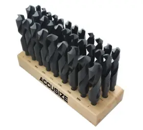 H516-6506 Accusize Industrial Tools 32 Pcs Hss 1/2ftft Shank 33/64ftft To 1ftft 64ths