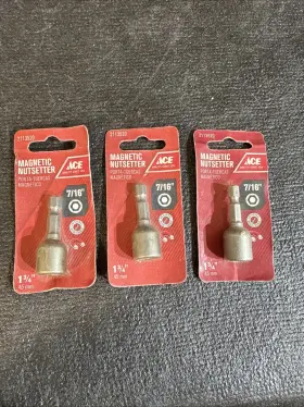 Ace 2113520 7/16 Inch Magnetic Nutsetter 1 -3/4 45mm 3pc Lot Quick Connect