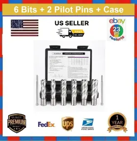 29986 Acedtools Via Atndirect Annular Cutter Set Weldon Shank Mag Drill Bits 2 Inch Cutting Depth 5/8 3/4 7/8