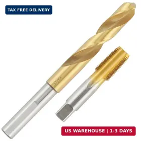 Aceteel T3/8-18-d14.68 3/8 Inch -18 Npt Tap And 37/64 Drill Bit Set Ti-coated M2 Hss Pipe