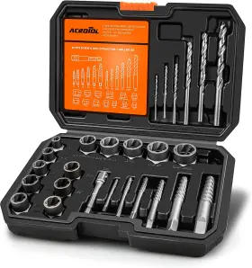 Acex001 Acrotol 26 Pieces Bolt Extractor Set Spiral Screw And Drill Bits Extract