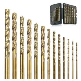 Aimlentool 313113874858 13pcs Cobalt Drill Bit Set M35 Hss Sae 1/16 Inch - 1/4 135 Tip Twist Jobber