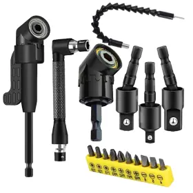 B0dmtnhtbv Aionnewie 17-pcs Flexible Drill Bit Extension Set With 3 Rotatable Socket Adapters 2 Hex Sh