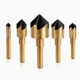 Amy-10 Aleric Countersink Drill Bit Set High Speed Steel Counter Sinker 5pcs 5 F