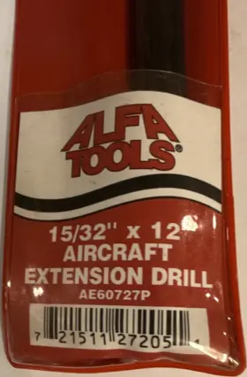 Ae60727p Alfa Tools 15/32 Inch X 12 Steel Aircraft Extension Drill Bit