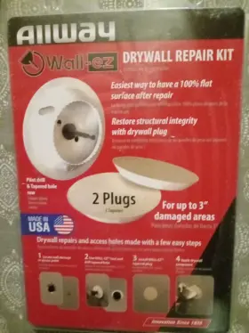 Wek2 Allway Drywall Repair Kit With Tapered Hole Saw And 2 Plugs New