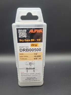 Drb00500 Alpha Tools Dry Core Bit 1/2 Inch Diameter 5/8-11