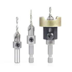 Ams-621 Amana Tool 738685262627 3-pc Carbide Tipped Countersink With Adjustable Depth Stop