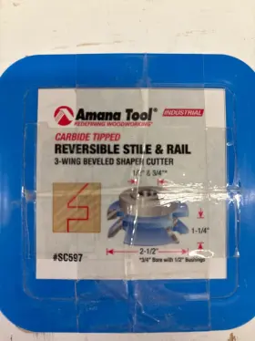 3-wing Amana Tool Sc597 Carbide Tip Beveled Shaker Reversible Stile And Rail Set