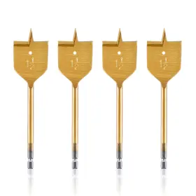 Amoolo 974157529292 1-1/2 Inch Spade Drill Bits 4pcs Titanium Hex Shank Bit Set For Wood