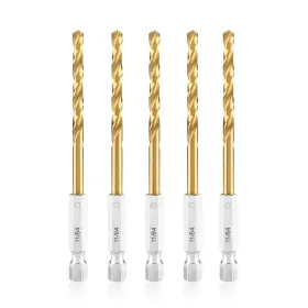 Ah1907-11 Amoolo Ah1907-11/64-5pcs 11/64 Twist Drill Bit Set 5pcs Titanium Hss Hex Shank Impact Bi