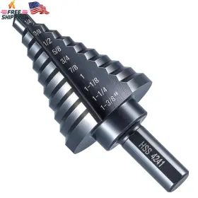 Anfrere 711181518962 10 Sizes Step Drill Bit For Metal Sheet 1/4 To 1-3/8 Inches High Speed