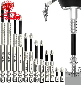 Angoat 445022562526 Professional Magnetic Screwdriver Bit Set 2 Sets Various Lengths Ships Free