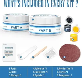 Ankita 711181774610 Fiberglass Tub Repair Kit Color Match Porcelain Sink Shower And