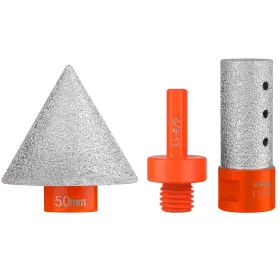 A-127 Aoklit 3 Pcs Diamond Beveling Chamfer Bits Set Tile Cone Grinder Bit With 5/8-11 Th