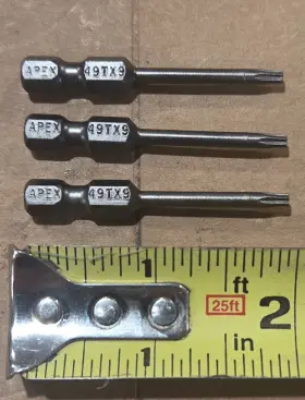 49-tx-09 Apex Lot Of 3 Torx Power Drive Bits T9 1/4 Inch Hex 49-tx-09 Apex Lot Of 3 Torx Power Drive Bits T9 1/4 Inch Hex