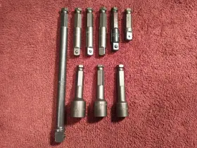 Ex-371-b-3 Apex Proto Lot Of 9 And 7/16 Inch Power Drive Nut Setters Square Adapters