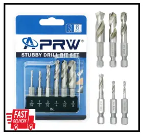 Aprw 744110546934 Stubby Drill Bit Set For Metal 6 Pcs 1/4 Inch Hex Shank M2 Hss Quick Change Shor