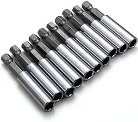As Shown 798154158103 Rocaris 10 Pack Magnetic Extension Socket Drill Bit Holder 1/4 Inch