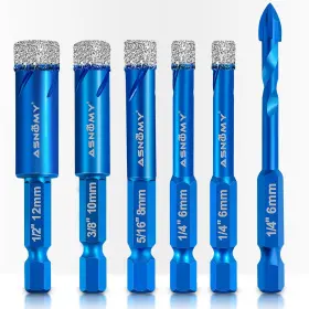 As0158-6p612 Asnomy 6pcs Diamond Drill Bits Set Core For Tile Porcelain