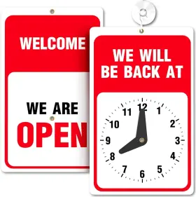Gen30608 Assured Signs Will Return Sign With Clock - 1 Pack 9.25 X 5.75 Inch Red White