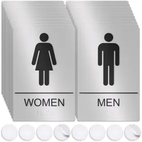 Nl-004 Assured Signs Unisex Bathroom Restroom Sign For 10 Pack Silver Male Female