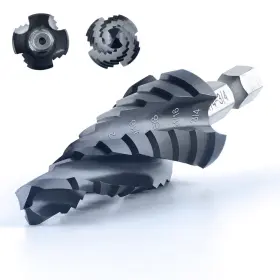 Augtouf 974157528165 Toolant Four Spiral Flute Cobalt Step Drill Bit Pro 1/4 Inch -3/4 Impact Ready