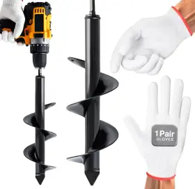 Auntr 850054637741 Auger Drill Bit 4x12 Inch Heavy Duty Spiral Planter Tool For Digging Holes