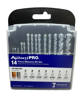 Avanti 008925152613 Pro 14 Pcs Masonry Drill Bit Set Carbide Tipped Straight Shank