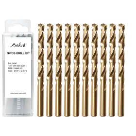 Axelord-m35-1 Axelord Axelord-m35-1/4-10pcs 1/4 Cobalt Drill Bit Set 10pcs M35 Hss 135 Degree Tip Twist Jobber