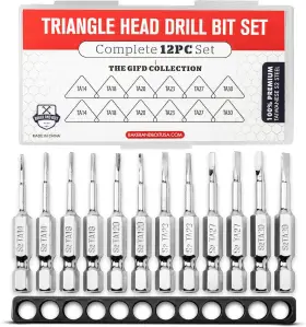 Baker And Bolt 313109291225 Triangle Drill Bit Set Premium 12pc Complete /w Storage Case Holde