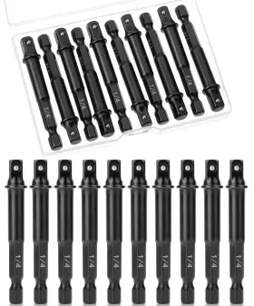 Bates Choice 810108769798 Bates- Impact Adapter Square Socket Set 10 Pcs 1/4 Inch Tip Drill