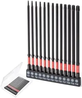 Tt7-tt40 Bates Choice 810168263335 Long Torx Bit Set 13 Pcs 6-inch 1/4 Inch Tamper Magnetic Security
