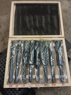 59552 Bauer 8pc Black Oxide Silver And Deming Drill Bit Set With Case #59552