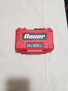 63911 Bauer Titanium Drill Bit Set 21 Pc Heavy Duty Sharp High. With Carrying Case
