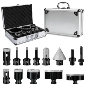 Bbteqekn-w1ph5 Bbteqekn Diamond Hole Saw Kit 13pcs Tile 6/8/20/25/35/50/75/100 20mm F Inch