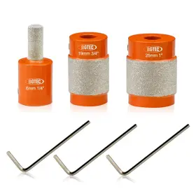 Gbg01 Bgtec 3pcs Diamond Stained Glass Grinding Head Vacuum Brazed Milling Bit Hand Tools