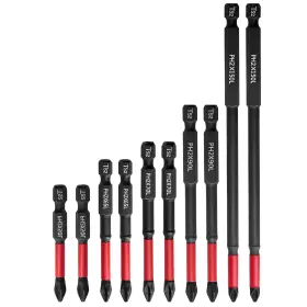 Biaungdo 313104067061 10 Pcs Magnetic Ph2 Phillips Bits Set Ts2 Anti Slip Screwdriver Bit Se