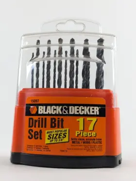 15097 Black Decker And Drill Bit Set - 17 Piece Euc