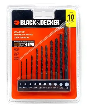 15557 Black Decker And 10 Piece Oxide Drill Bit Set For Wood Metal Pvc