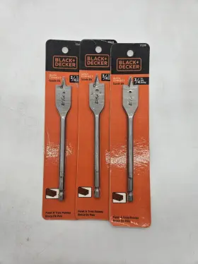 17208 Black Decker 3x Drill Bit And 3/4 Inch Wood Boring Spade New Old Stock 2003