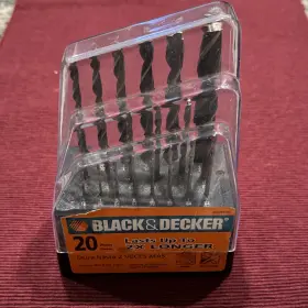 363269-00 Black Decker 20-piece Metal Drill Bit Set For Wood And Thin With Case