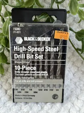 71-027 Black & Decker And 10 Pc Hss Drill Bit Set West Germany 15080 Vintage New Open Box