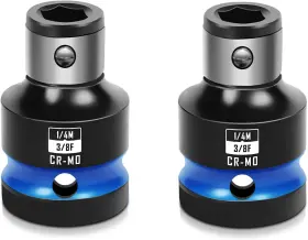 Blackrobot 313026472462 2pcs Impact Bit Holders 3/8 Inch Square Drive To 1/4 Hex Socket