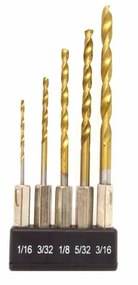 Blackspur 840690032079 5 Pc Hex Shank Titanium Drill Bit Set
